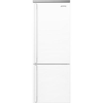 SMEG Portofino 27.7" Bottom Freezer Refrigerator 16.26 cu. ft, Stainless Steel in White | 76.9 H x 27.7 W x 29.5 D in | Wayfair FA490URWH