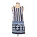 Lulus Casual Dress - Mini Scoop Neck Sleeveless: Blue Print Dresses - Women's Size X-Small