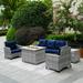 Wildon Home® Dekendra Wicker 5 Piece Rattan Sofa Seating Group w/ Cushions Synthetic Wicker/All - Weather Wicker/Wicker/Rattan in Blue | Outdoor Furniture | Wayfair