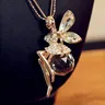 2021 New Butterfly Fairy Pendant Necklace Big Crystal Ball Angel Wing Necklace Weater Chain Necklace