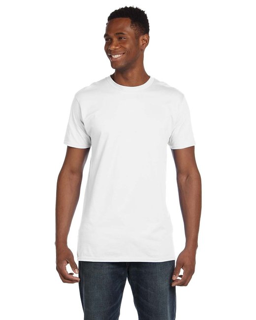 Hanes 498PT Perfect-T PreTreat T-Shirt in White size Large | Ringspun Cotton