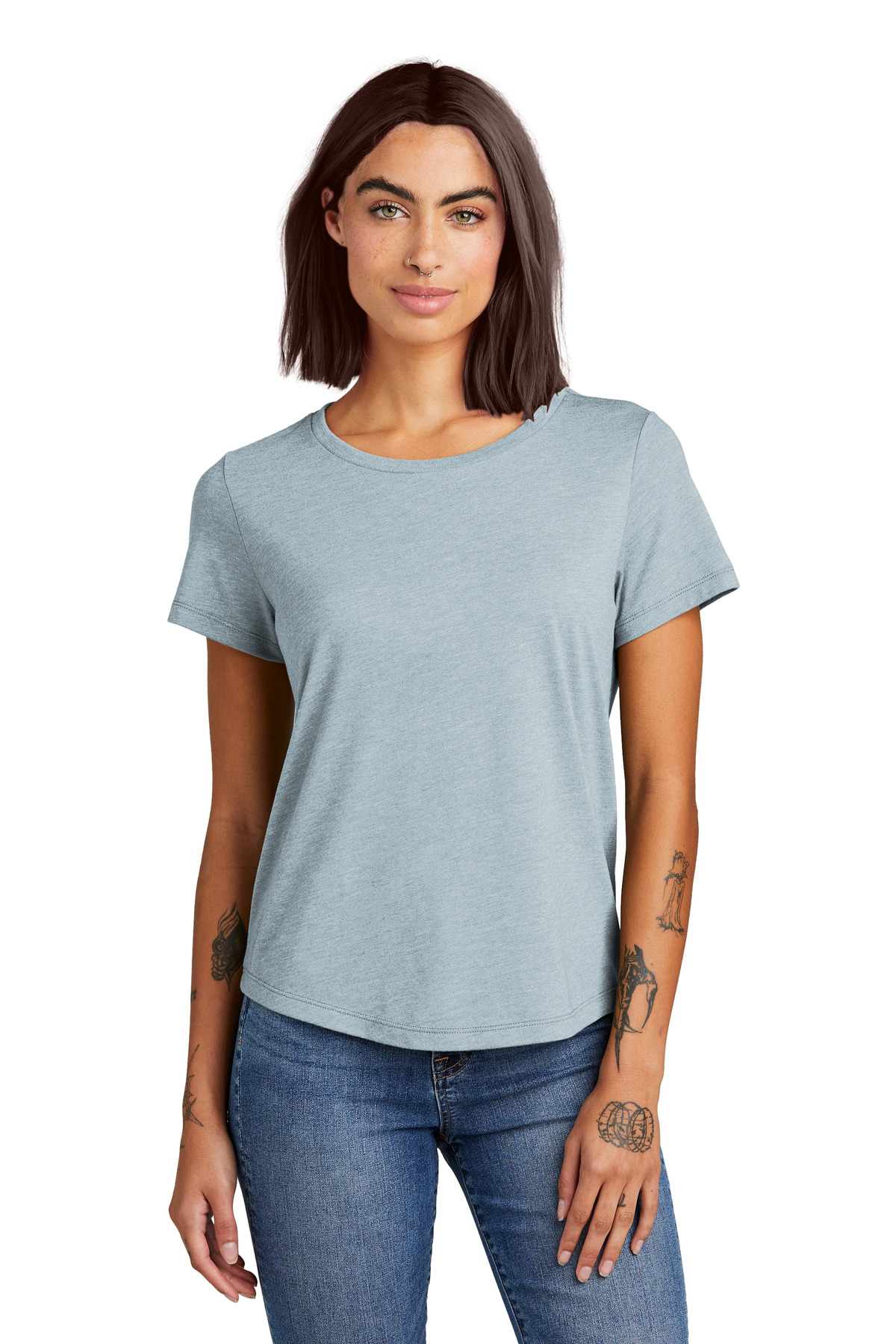 Allmade AL2015 Women's Relaxed Tri-Blend Scoop Neck Top in I Like You Blue size XL | Triblend