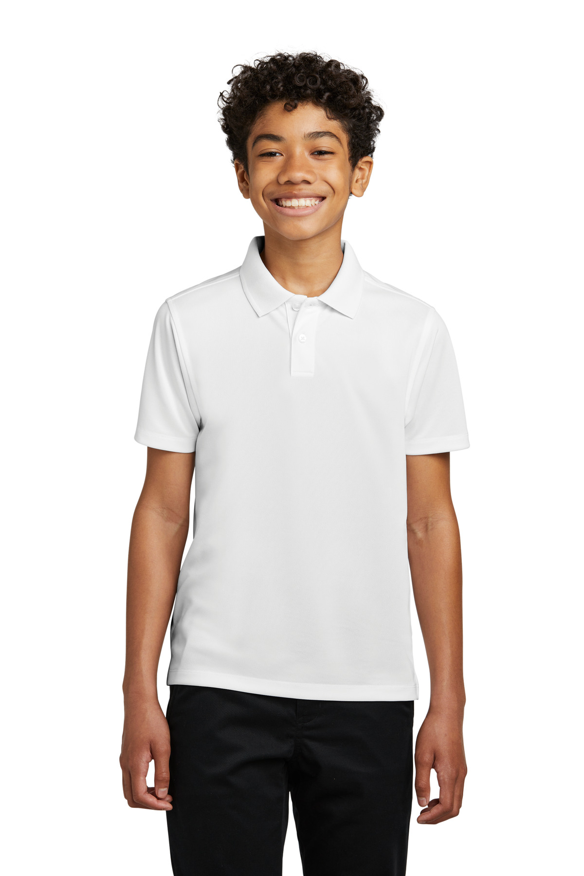 Port Authority Y110 Youth Dry Zone UV Micro-Mesh Polo Shirt in White size Large | Polyester