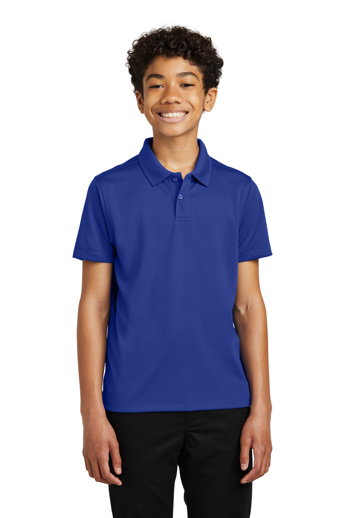 Port Authority Y110 Youth Dry Zone UV Micro-Mesh Polo Shirt in True Royal Blue size Medium | Polyester