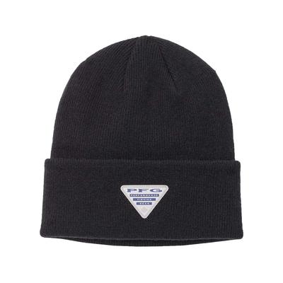 Columbia 205379 PFG Fish Flag Cuffed Beanie Hat in Black | Acrylic