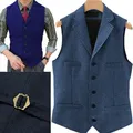 Tweed Fischgräten Herren Anzug Weste Slim Fit Kerbe Revers Mit 4 Taschen Groomsmen Hochzeit Weste