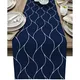 Navy Blue Wave Stripe Linen Table Runners Dresser Scarves Decor Washable Table Runners for Dining