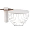 Lot de 2 tables basses gigognes effet bois blanc et verre marron MDF