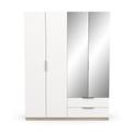 Armoire 4 portes, 2 tiroirs et 2 miroirs - L157,3 cm