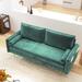 Green 71" Mid-Century Velvet Loveseat Sofa with Armrest Pocket and Golden Legs, Solid Frame, 2 Bolster Pillows, Easy Assembly