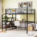 Full Size Loft Bed w/ Desk and Lateral Storage Ladder for Girls, Boys