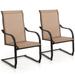 2PCS C-Spring Motion Patio Dining Chairs All Weather Black/Grey
