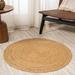 JONATHAN Y Bodhi Round Natural Jute Braided Circle Area Rug