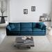 Mid-Century Modern Couch 3-Seater Sofa with 2 Armrest Pillows and 3 Toss Pillows, Couch for Living Room Blue Chenille