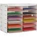 Adir Wood Paper Storage Organizer - Construction Paper Storage - Vertical File Mail Sorter - A Stylish Look For Home Office Classroom And More - White (12 Compartment)