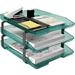 Traditional Letter Tray 3 Tier Front Load Plastic Desktop File Organizer (Clear Green Color)