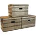 Collapsible Fabric Storage Bin With Detached Lid â€“ Multi-Use Stackable Fold-Up Containers (Set Of 3 Bins Reclaimed Wood Style)