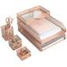 Office Rose Desk Accessories For Women-6 Piece Interlocking Stylish Desk Organizer Set- Pen Cup 3 Accessory Trays 2 Letter Trays-Rose Paper Tray Holder
