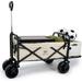 Collapsible Folding Garden Outdoor Park Utility Wagon Picnic Camping Cart With 8â€œ Bearing Wheel And Brake (Standard Size(Plus+) 8 Wheels With Tailgate (Beige)