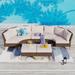 11-Piece Outdoor Wicker Half-Round Furniture Set Half-Moon Sectional Sofa All Weather Curved Conversation Set 9-Seat - Type E