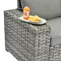 OVIOS Patio Wicker Furniture Wide Arm 6-piece Set with Table Grey