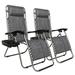 Fithood Infinity Zero Gravity Chair Pack 2 Outdoor Lounge Patio Chairs with Pillow and Utility Tray Adjustable Folding Recliner for Deck Patio Beach Yard Gray