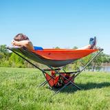 Portable Hammock With Stand Included Compact Folding Camping Hammock Stand For Travel Car Camping Hammock Chair Foldable (Orange/Grey)