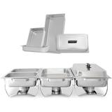 Complete Stainless Steel Chafing Dish Set By Tigerchef Buffet Food Warmer With Foldable Frame Fuel Holders With Covers Food Pans Water Pan Buffet Set For Parties 8 Qt Capacity Set Of 3