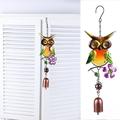 Sunjoy Tech Wind Chime Hanging Ornament European Style Owl Design Glass Paintings Handmade Decorate Creative Art Wind Chime Pendant Door Decoration for Home