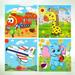 Cartoon Wooden Puzzle Toy 4PCS Wooden Flat Puzzles Toy Preschool DIY Puzzle Toy Cartoon Animals Flat Puzzles Educational Puzzle Toys for Boys Girls Elephant Giraffe Train Aircraft Style