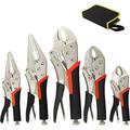5 Pack Set Locking Pliers Set 5 Inch 7 Inch And 10 Inch Curved Jaw Locking Pliers 7 Inch And 9 Inch Long Nose Locking Pliers With Storage Bag