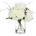 Fake Flowers In Vase Silk Flower Artificial Arrangements In Vase With Faux Water For Dining Table Centerpieces Home Decor (Cream White)