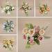 Sunjoy Tech 1 Bunch Artificial Flower Anti-fading Realistic Looking 5 Forks 4 Rosebuds Wedding Simulation Bouquet Home Decor