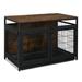 HLONK 37.4 Furniture Dog Cage Dog Crate for Small/Medium Dogs Three door and Three lock Anti-chew Features Pet Crate furniture End Table Night Stand Indoor Use Rustic Brown