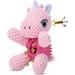 JYPS 4 in 1 Plush Dog Toy for Boredom Stuffed Soft Puppy Chew Toy with Treat Dispenser Squeaky Interactive Dog Toy for 8 weeks Small and Medium Dogs Teething(pink unicorn)