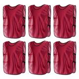 Scrimmage Training Vest 27x18 Soccer Jersey Sport Team Pinnies Red 6 Pack