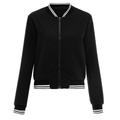 XIAQUJ Coat for Women Fashion Long Sleeve Baseball Shirt Zip Jacket Baseball Jacket Casual Jacket Black M