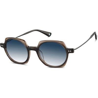 Zenni Round Rx Sunglasses Brown Mixed Full Rim Frame