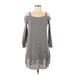 THML Casual Dress - Mini Scoop Neck 3/4 sleeves: Gray Dresses - Women's Size Medium