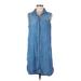 BeachLunchLounge Casual Dress - Mini Collared Sleeveless: Blue Solid Dresses - Women's Size Medium