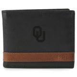 Men's Fossil Black Oklahoma Sooners Quinn Flip ID Bifold Wallet