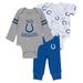 Newborn & Infant WEAR by Erin Andrews Gray/Royal/White Indianapolis Colts Three-Piece Turn Me Around Bodysuits Pant Set