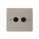 Flat Plate Pearl Nickel 2 Gang Twin Coaxial TV Socket - Black Trim - SE Home