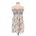 Fun & Flirt Casual Dress - Mini Sweetheart Sleeveless: Ivory Print Dresses - Women's Size Medium