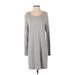 Athleta Casual Dress Scoop Neck Long sleeves: Gray Color Block Dresses - Women's Size Small