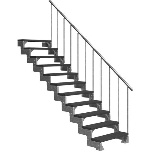 „DOLLE Außentreppe „“Gardentop““ Treppen 11 TRIMAX-Stufen anthrazit, inkl. einseitigem Alu-Geländer Gr. gerade, grau (anthrazit) Treppen“