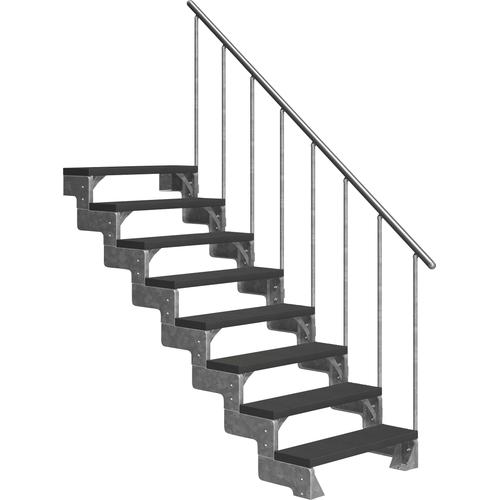„DOLLE Außentreppe „“Gardentop““ Treppen 8 TRIMAX-Stufen anthrazit, inkl. einseitigem Alu-Geländer Gr. gerade, grau (anthrazit) Treppen“