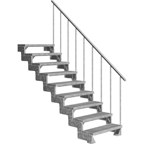 „DOLLE Außentreppe „“Gardentop““ Treppen 9 Gitterrost-Stufen, inkl. einseitigem Alu-Geländer Gr. gerade, silberfarben (metall) Treppen“