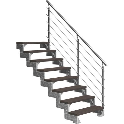 „DOLLE Außentreppe „“Gardentop““ Treppen 8 TRIMAX-Stufen dunkelbraun, inkl. einseitigem AluMetallES Gr. gerade, braun (dunkelbraun) Treppen“