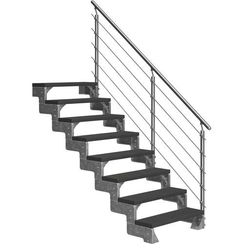 „DOLLE Außentreppe „“Gardentop““ Treppen 8 TRIMAX-Stufen anthrazit, inkl. einseitigem AluMetallES Gr. gerade, grau (anthrazit) Treppen“